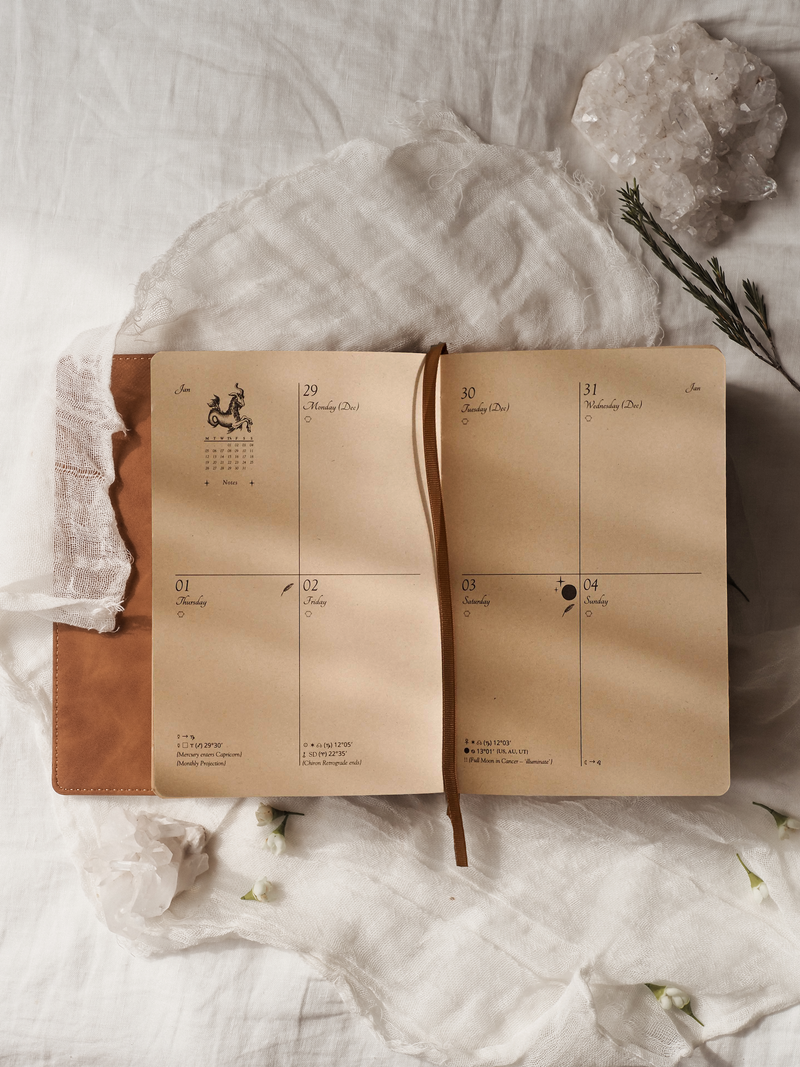 2026 Celestial Journal© – Seasonal & Astrological Almanac • Brown {Vegan Leather}