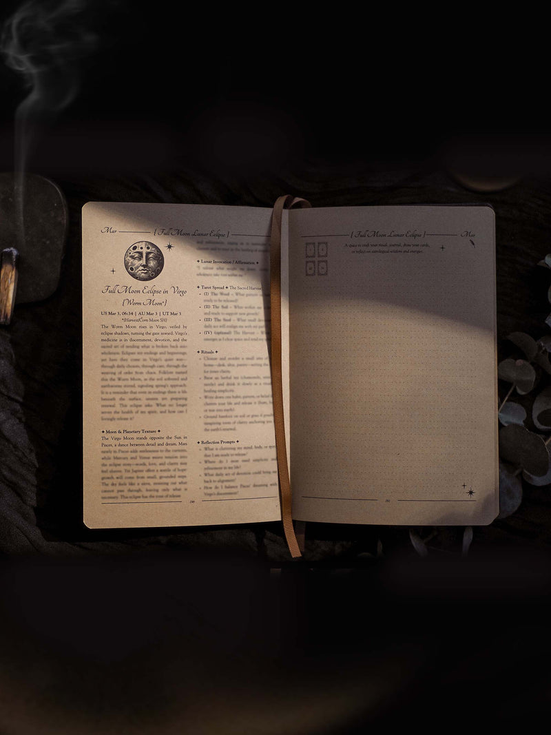 2026 Celestial Journal© – Seasonal & Astrological Almanac • Black {Vegan Leather}