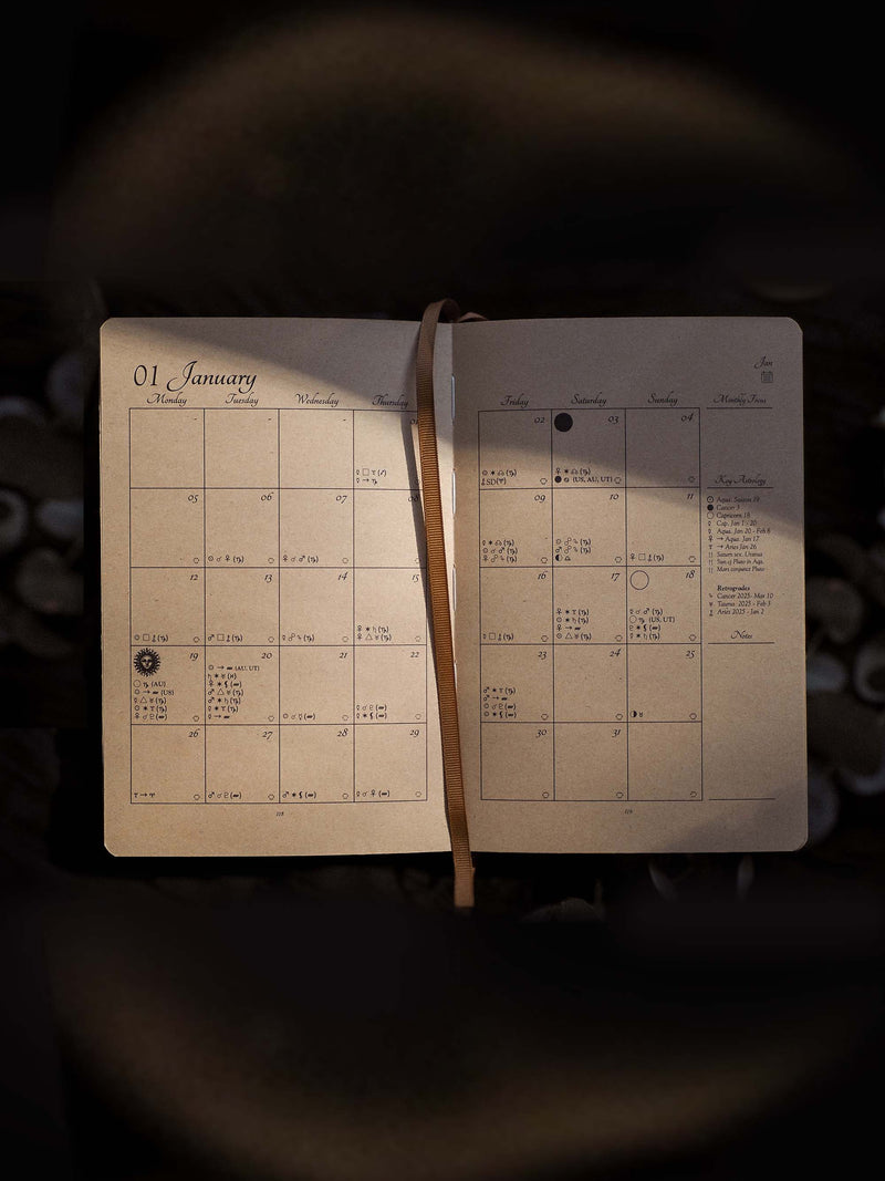 2026 Celestial Journal© – Seasonal & Astrological Almanac • Black {Vegan Leather}