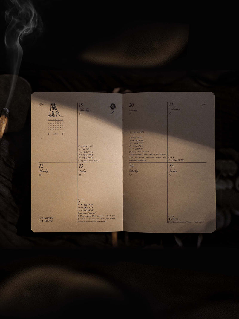 2026 Celestial Journal© – Seasonal & Astrological Almanac • Black {Vegan Leather}