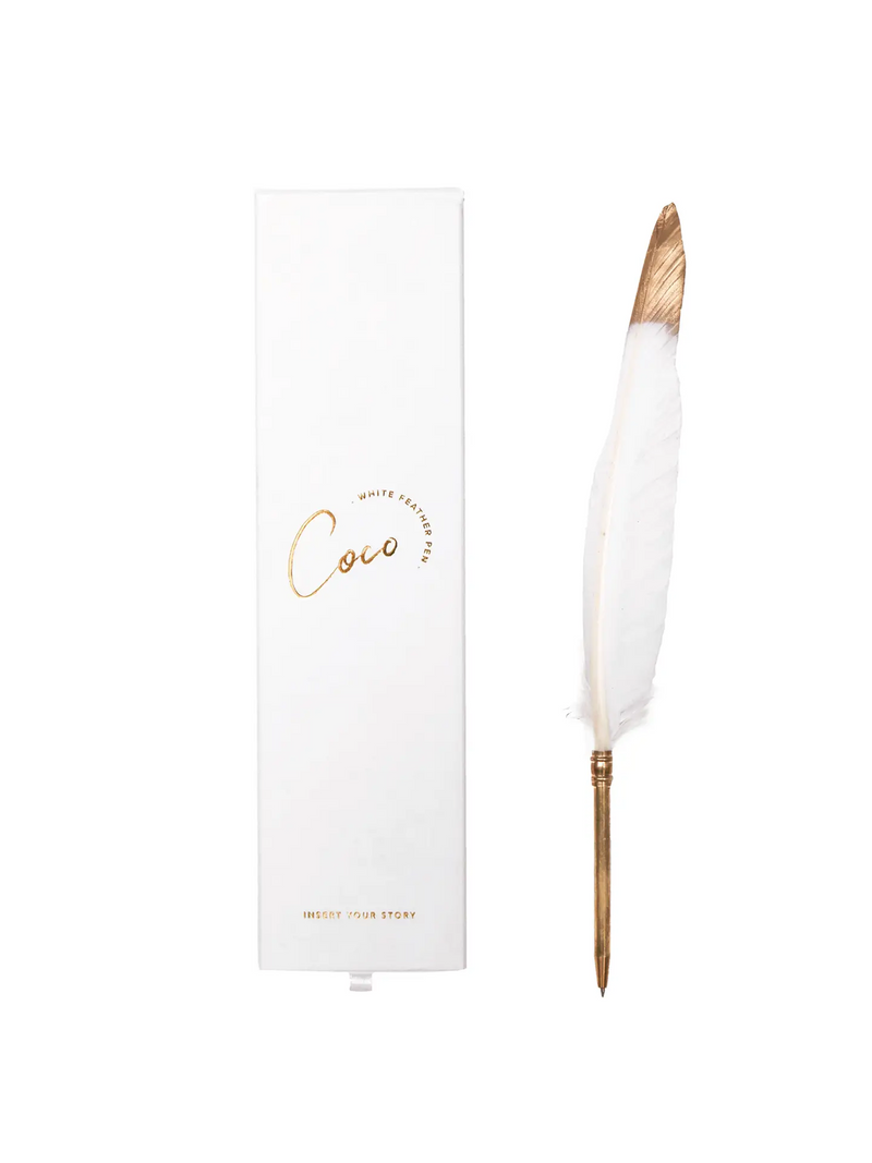 Coco • Feather Pen {White & Gold}
