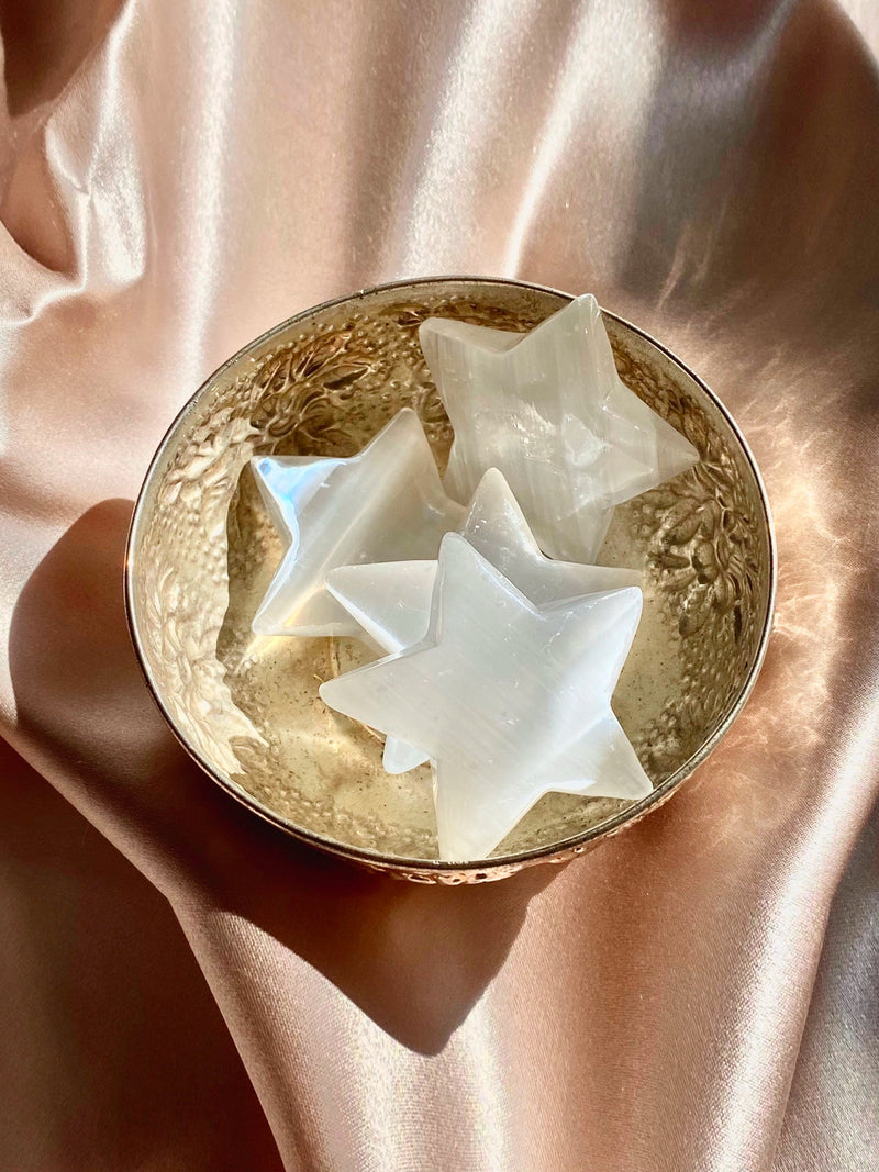 Selenite Star Palm Stone